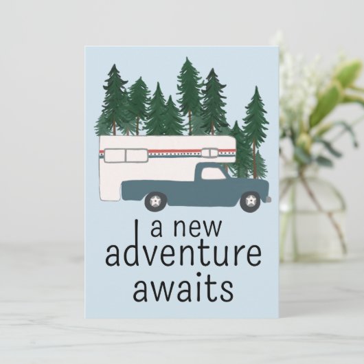 Baby Shower voor Ouderwetse Truck Camper RV Motorh Kaart (Staand voorkant)