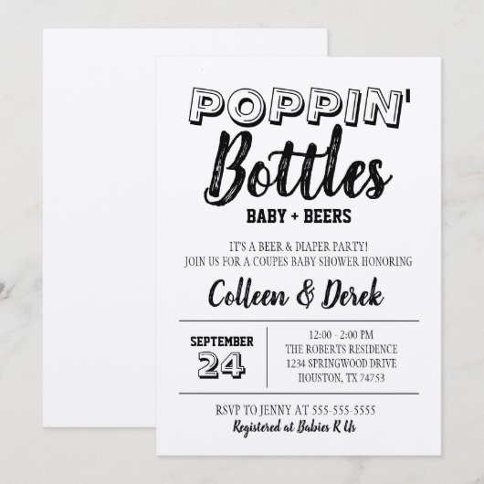 Baby shower voor papillen kaart (Voorkant / Achterkant)