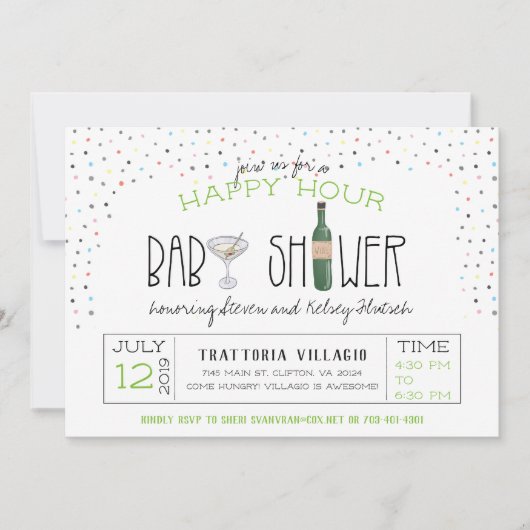 Baby shower voor paren | Happy Hour Kaart (Voorkant)