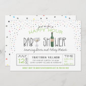 Baby shower voor paren | Happy Hour Kaart (Voorkant / Achterkant)