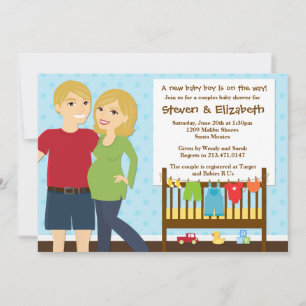 Baby shower voor paren Uitnodiging voor een jongen