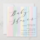 Baby shower voor pasteelregenboogstrepen kaart (Voorkant)