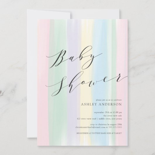 Baby shower voor pasteelregenboogstrepen kaart (Voorkant)