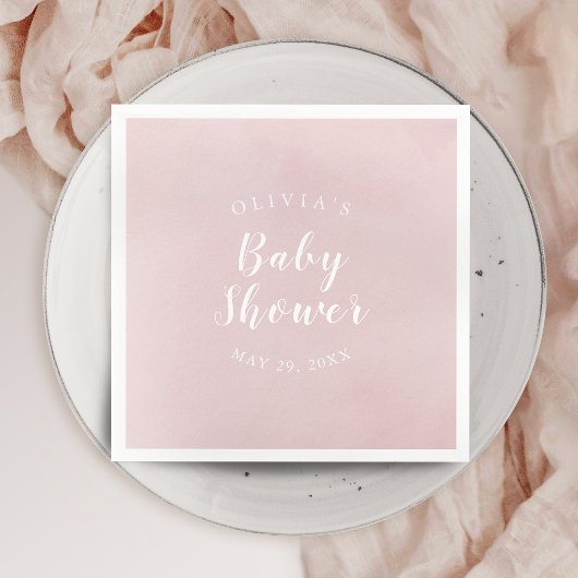 Baby shower voor persoonlijke Blush-Waterverf Servet