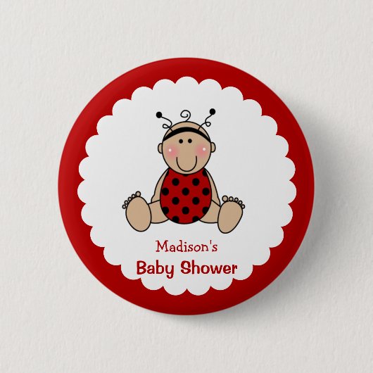 Baby shower voor persoonlijke Lady Bug Ronde Button 5,7 Cm (Voorkant)