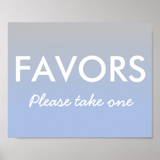 Baby shower voor Poster Ombre Blue Silver (Voorkant)