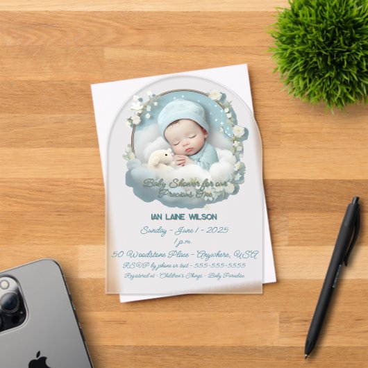 Baby shower voor Precious Baby Boy Acryl Uitnodigingen (Insitu (Uitnodiging))