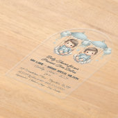 Baby shower voor Precious Twin Boy Babies Acryl Uitnodigingen (Laagn)