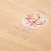 Baby shower voor Precious Twin Girl Babies Acryl Uitnodigingen (Laagn)
