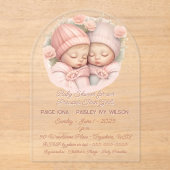 Baby shower voor Precious Twin Girl Babies Acryl Uitnodigingen (Voorkant)