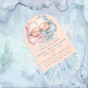 Baby shower voor Precious Twin Girl en Boy Babies Acryl Uitnodigingen