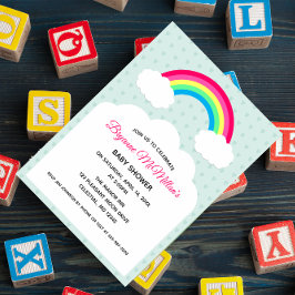 Baby shower voor regenboog en wolken kaart