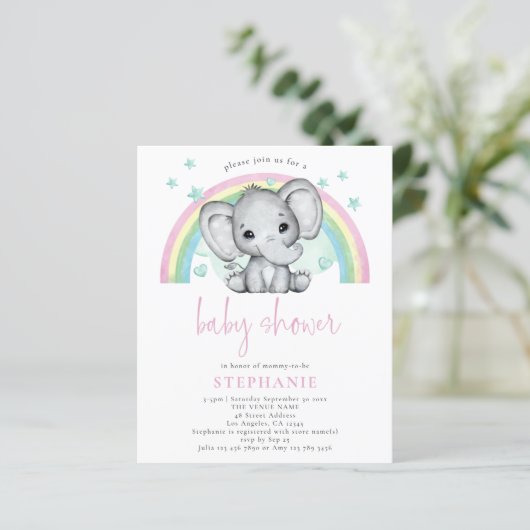 Baby shower voor regenboogroze regenboog uitnodige (Staand voorkant)