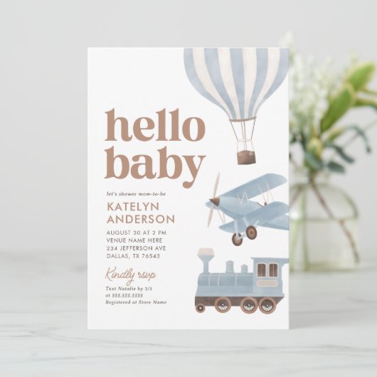 Baby shower voor reisvervoer kaart (Staand voorkant)