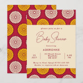 Baby shower voor rode en gele afdruk kaart (Voorkant / Achterkant)