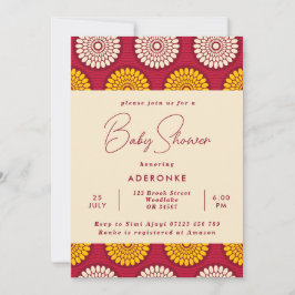 Baby shower voor rode en gele afdruk kaart