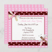 Baby shower voor roze bruine dot kaart (Voorkant / Achterkant)