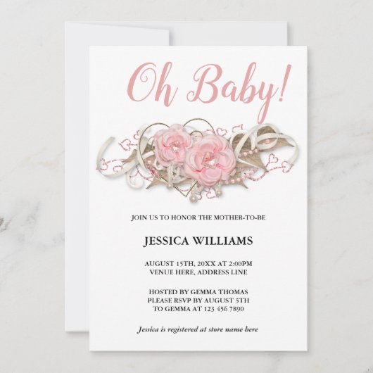 Baby shower voor roze clusterdecoratie kaart (Voorkant)