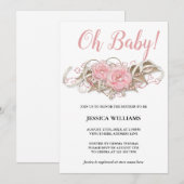 Baby shower voor roze clusterdecoratie kaart (Voorkant / Achterkant)