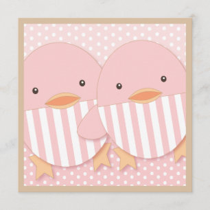 Baby shower voor roze ducky Twin Girls Kaart