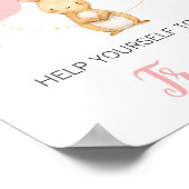 Baby shower voor Roze Floral Bunny Balloon Poster (Hoek)