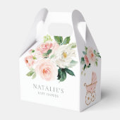 Baby shower voor roze Floral Girl Bedankdoosjes (Achterkant)