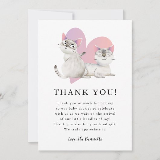 Baby shower voor roze keuten tweins bedankkaart (Voorkant)