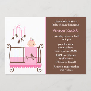 Baby shower voor roze meisje kaart