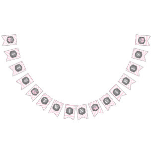 Baby shower voor roze olifant Twin Girls Vlaggetjes