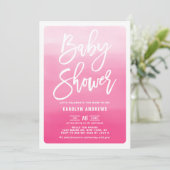 Baby shower voor roze ombre Modern Kaart (Staand voorkant)