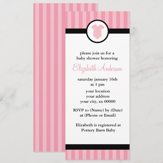 Baby shower voor roze outfit meisje kaart (Voorkant / Achterkant)