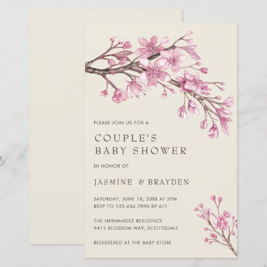 Baby shower voor roze paren (Voorkant / Achterkant)