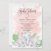 Baby shower voor roze peach Waterverf Kaart (Voorkant)