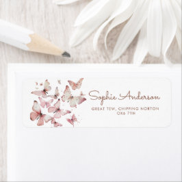 Baby shower voor roze vlinder etiket