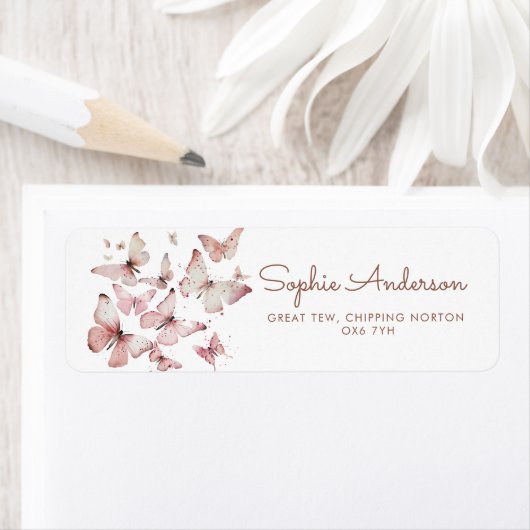 Baby shower voor roze vlinder etiket (Insitu)