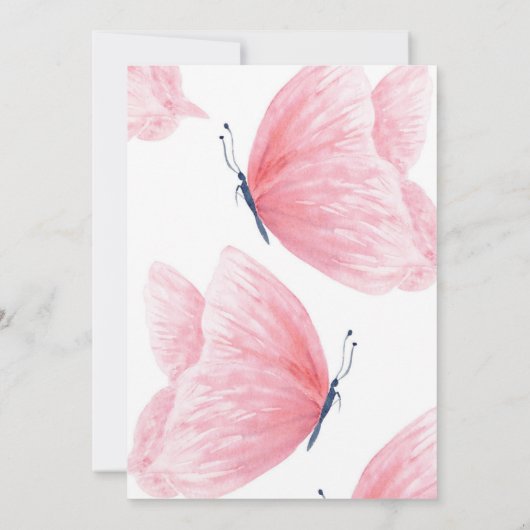 Baby shower voor roze vlinder kaart (Achterkant)
