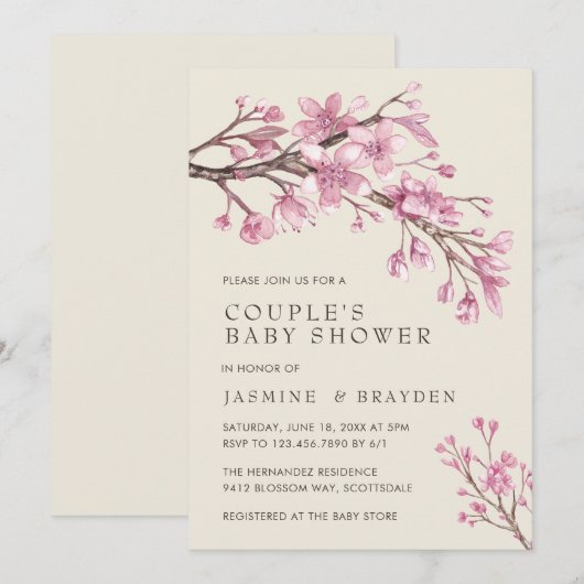 Baby shower voor roze vlinderparen kaart (Voorkant / Achterkant)