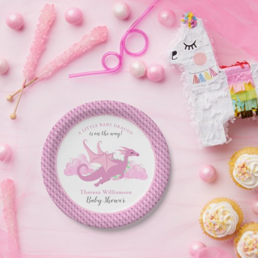 Baby shower voor roze whisky dragon papieren bordje (Feest)