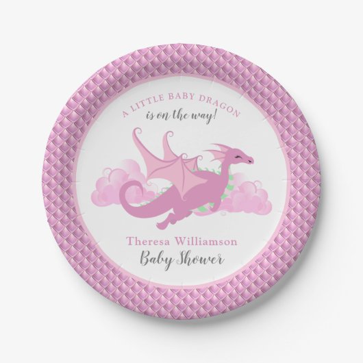 Baby shower voor roze whisky dragon papieren bordje (Voorkant)