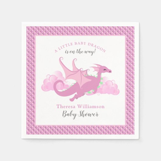 Baby shower voor roze whisky dragon servet (Voorkant)