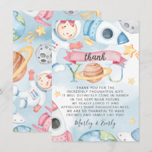 Baby shower voor ruimtevaartuigen Roze meisje Hart Kaart
