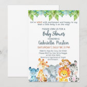 Baby shower voor Safari-dieren. Wit. Kaart (Voorkant / Achterkant)