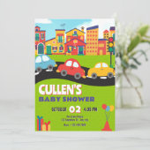 baby shower voor Schattigee auto's Kaart (Staand voorkant)