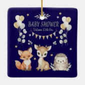 Baby shower voor Schattigee bosdieren | Vos, herte Keramisch Ornament (Achterkant)