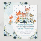 Baby shower voor Schattigee marineblauwe bosdieren Kaart (Voorkant / Achterkant)