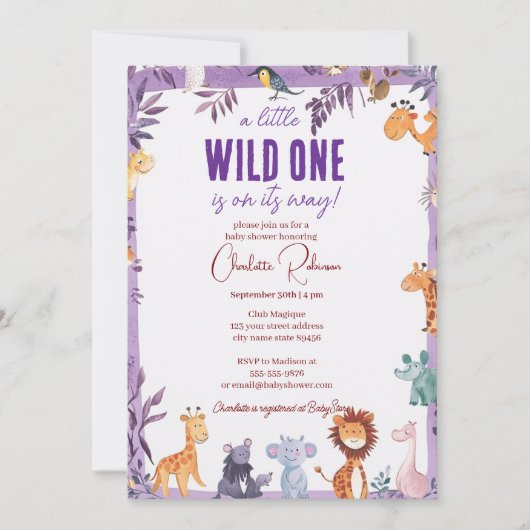 baby shower voor Schattigee Oerwouden Kaart (Voorkant)