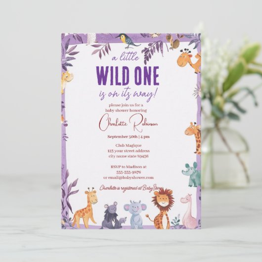 baby shower voor Schattigee Oerwouden Kaart (Staand voorkant)