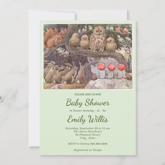 Baby shower voor Schattigee paddenstoelenbossen Kaart (Voorkant)