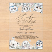 Baby shower voor Schattigee pooldieren Acryl Uitnodigingen (Voorkant)