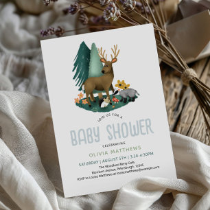 Baby shower voor Schattigee rustieke bosdieren Kaart